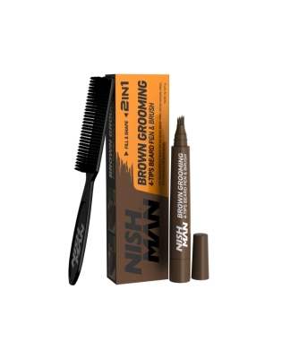 Nishman Beard Pen & Beard Brush - ТЪМНО КАФЯВ МОЛИВ ЗА БРАДА