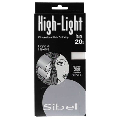 Sibel Highlight Foam Silver - Нарязана хартия за кичури [20 см] - 200 бр.