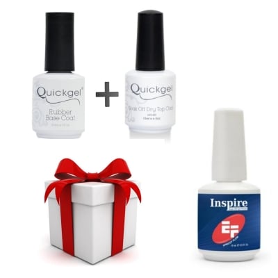 Промо Quickgel 2+1 - База + Топ Quickgel = 1бр. Гел лак ПОДАРЪК INSPIRE